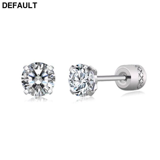 Steel Cubic Zirconia Crystal Stone Round Small Stud Earring for Women Wedding Unusual helix screw earrings Man Jewelry