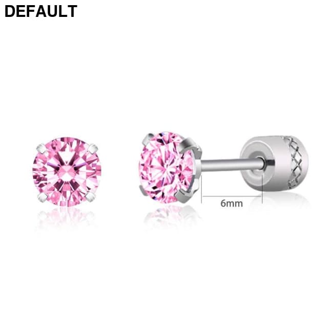 Steel Cubic Zirconia Crystal Stone Round Small Stud Earring for Women Wedding Unusual helix screw earrings Man Jewelry