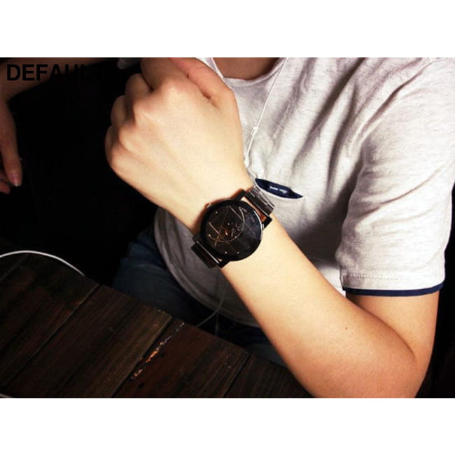 Steel Quartz Watch Women Black Watches
