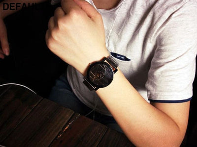 Steel Quartz Watch Women Black Watches