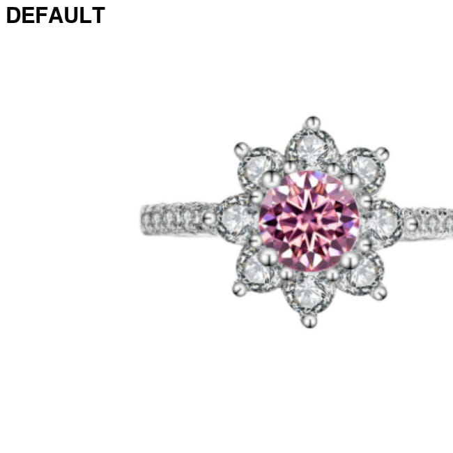 Sterling Silver 925 Moissanite Ring Female Flower Diamond 2carat cherry blossom pink / Port 10 Yards Rings
