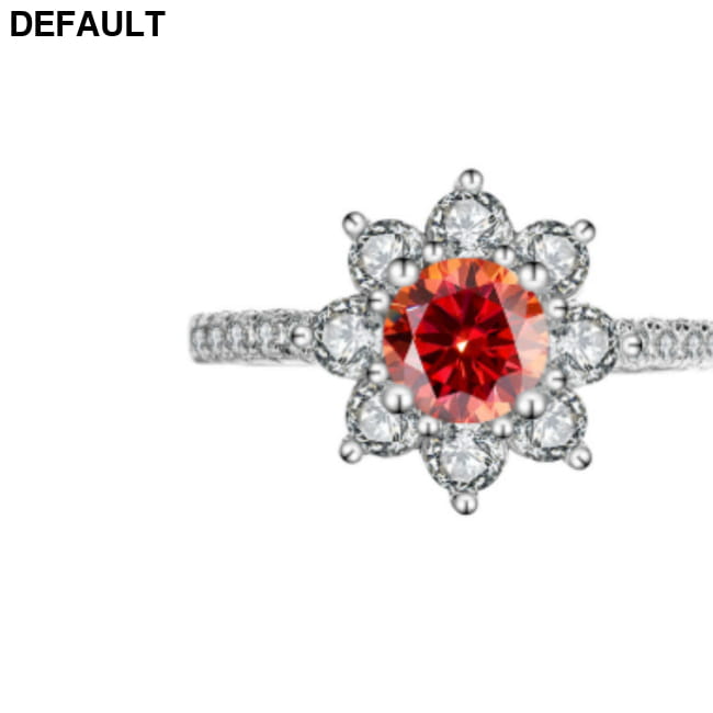 Sterling Silver 925 Moissanite Ring Female Flower Diamond 2carat orange red / Port 10 Yards Rings