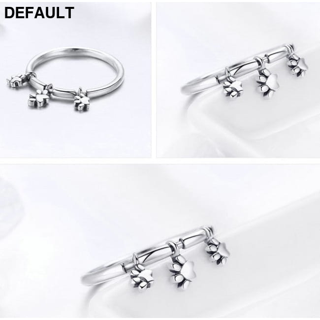 Sterling Silver Animal Dog Footprints Finger Rings Bracelets