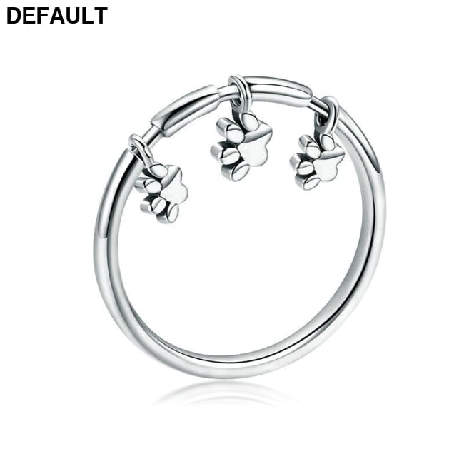 Sterling Silver Animal Dog Footprints Finger Rings size-6 Bracelets