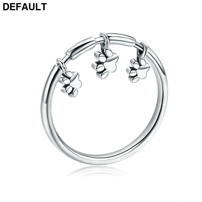 Sterling Silver Animal Dog Footprints Finger Rings size-6 Bracelets