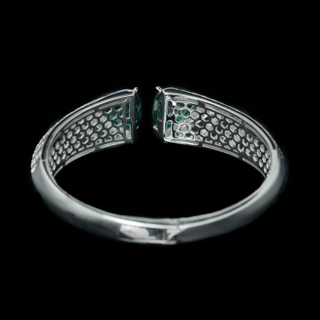 Sterling Silver Gold-Plated Carbon Diamond Synthetic Cuff Bracelet green / Platinum Plated Men Bracelets
