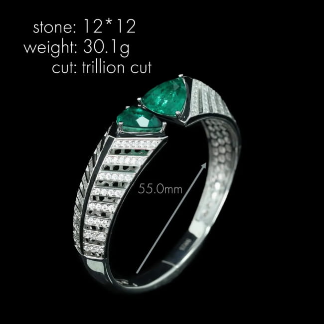 Sterling Silver Gold-Plated Carbon Diamond Synthetic Cuff Bracelet green / Platinum Plated Men Bracelets