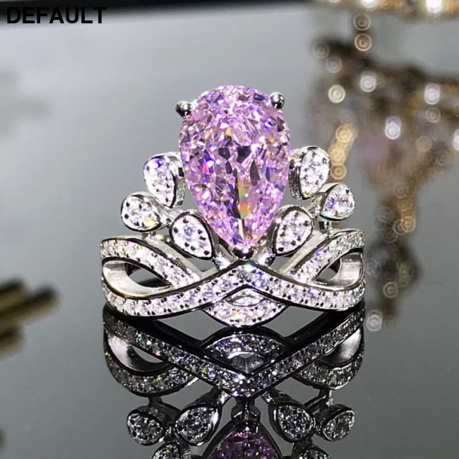 Sterling Silver Ins Vintage Royal Princess Water Drop Ring Pink / 8size Rings Best Selling Products