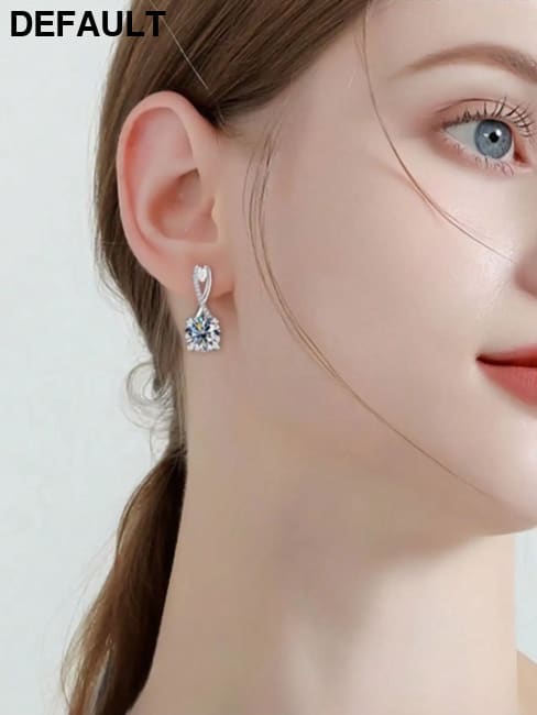 Sterling silver women’s small and exquisite sterling earrings zircon earbuds main diamond 1ct suitable for fashionable