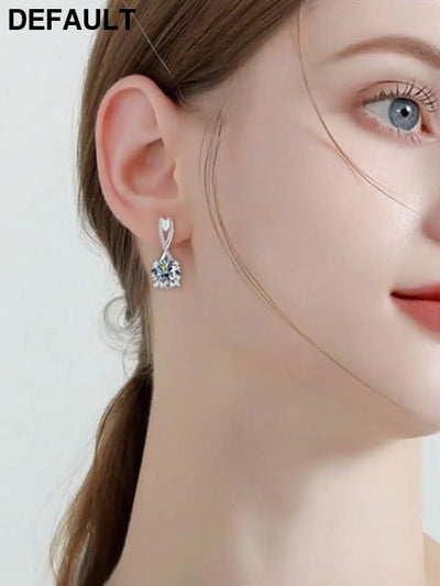 Sterling silver women’s small and exquisite sterling earrings zircon earbuds main diamond 1ct suitable for fashionable