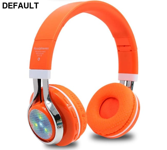 STN-18 Glowing Wireless Bluetooth Headphone Portable Headset Stereo Heavy Bass Earbuds LED Mic TF FM Orange Headphones