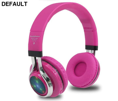 STN-18 Glowing Wireless Bluetooth Headphone Portable Headset Stereo Heavy Bass Earbuds LED Mic TF FM Rose Red