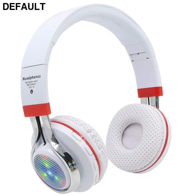 STN-18 Glowing Wireless Bluetooth Headphone Portable Headset Stereo Heavy Bass Earbuds LED Mic TF FM white Headphones