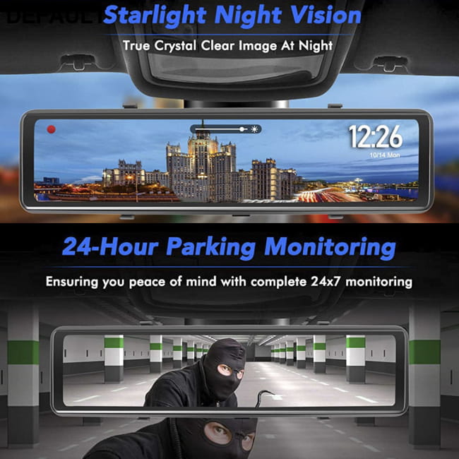 Streaming Media Car DVR Loop Recording Front And Rear Lens 4k12 inch Cameras Electronics