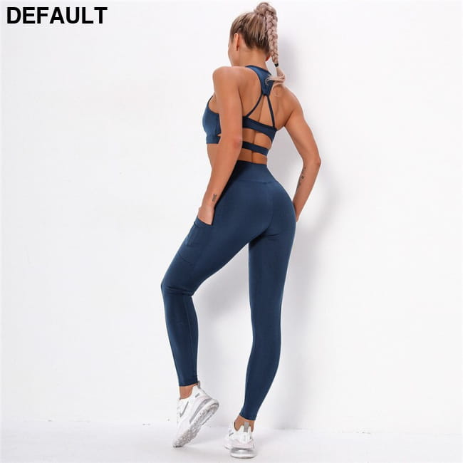 Striped Sports Suits Gym Training Yoga Leggings Sets Women blue / S Jumpsuits & Rompers Outfit