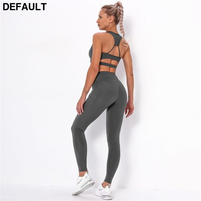Striped Sports Suits Gym Training Yoga Leggings Sets Women darkgrey / S Jumpsuits & Rompers Outfit