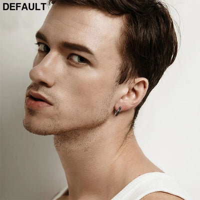 Stylish Geometric Hoop Earrings for Men Waterproof Stainless Steel Nordic Viking Rune Almut Rhombic Triangle Huggies