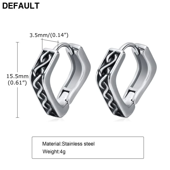 Stylish Geometric Hoop Earrings for Men Waterproof Stainless Steel Nordic Viking Rune Almut Rhombic Triangle Huggies