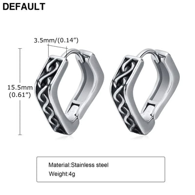 Stylish Geometric Hoop Earrings for Men Waterproof Stainless Steel Nordic Viking Rune Almut Rhombic Triangle Huggies