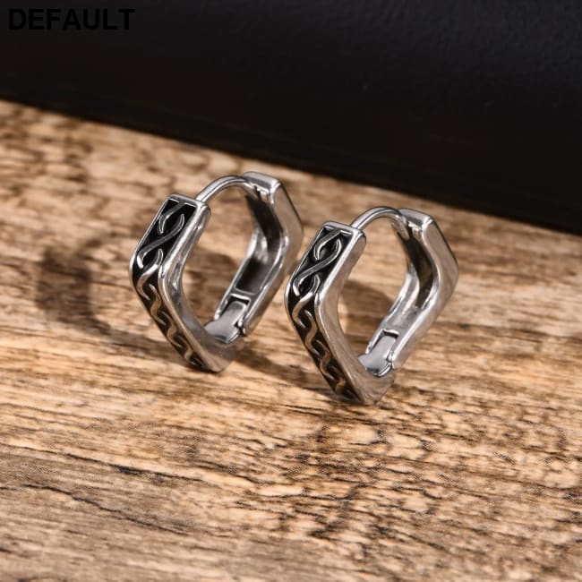 Stylish Geometric Hoop Earrings for Men Waterproof Stainless Steel Nordic Viking Rune Almut Rhombic Triangle Huggies