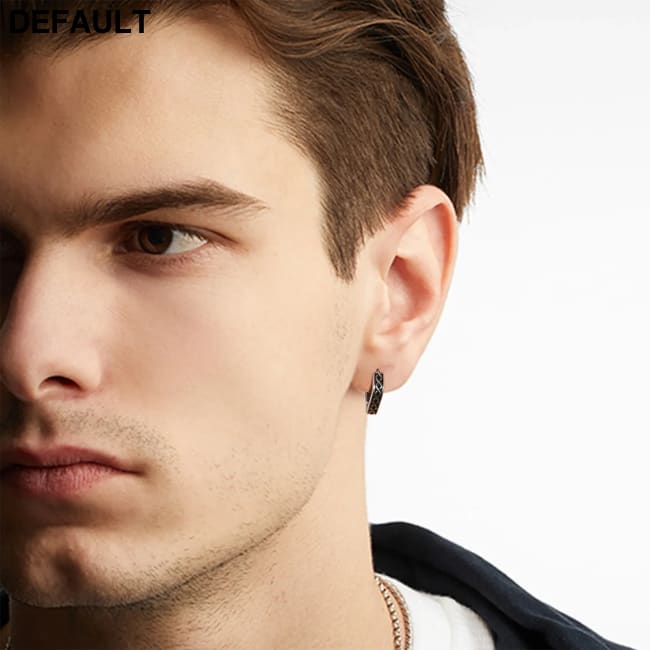 Stylish Geometric Hoop Earrings for Men Waterproof Stainless Steel Nordic Viking Rune Almut Rhombic Triangle Huggies