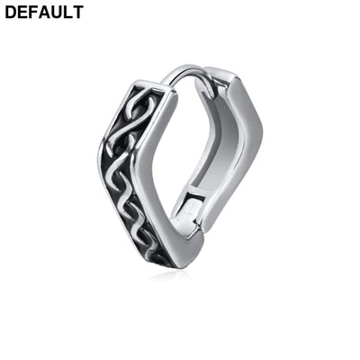 Stylish Geometric Hoop Earrings for Men Waterproof Stainless Steel Nordic Viking Rune Almut Rhombic Triangle Huggies