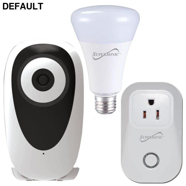 Supersonic 3-Pc. Smart Home Starter Kit with WiFi enabled: HD Camera Plug & Bulb White Security Surveillance Cameras