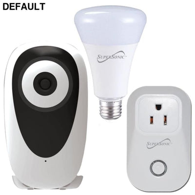 Supersonic 3-Pc. Smart Home Starter Kit with WiFi enabled: HD Camera Plug & Bulb White Security Surveillance Cameras