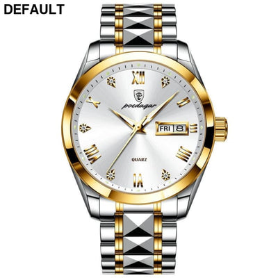 Swiss Waterproof Glow Double Calendar Men’s Watch Design Fashion 985 Rooms Of Gold And White Noodles Men Quartz Watches