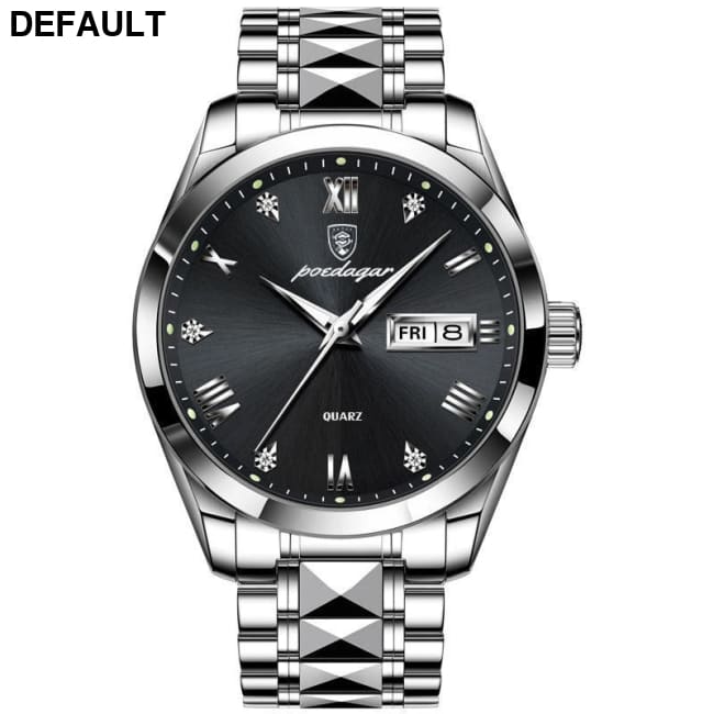 Swiss Waterproof Glow Double Calendar Men’s Watch Design Fashion 985 Silver Shell Black Face Men Quartz Watches Best
