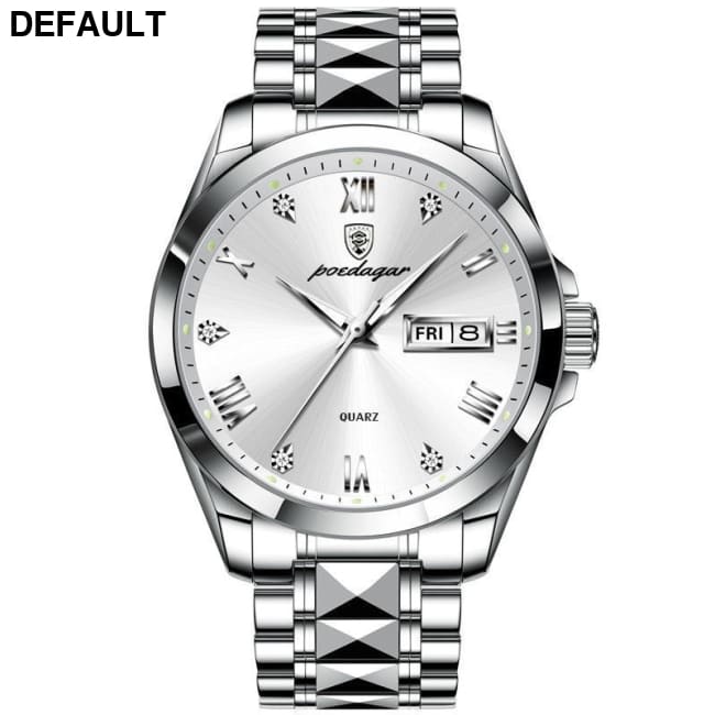 Swiss Waterproof Glow Double Calendar Men’s Watch Design Fashion 985 Silver Shell White Noodle Men Quartz Watches Best