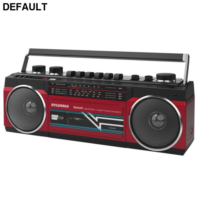 SYLVANIA SRC232BT-RED Bluetooth Retro Cassette Boombox with FM Radio (Red) Portable CD Players Electronics