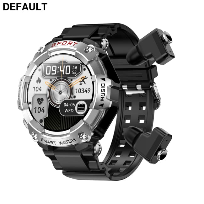 T96 Smart Watch TWS 2 in 1 Bluetooth HD Call Recording Local Playback Health Monitoring Silver plastic watch strap