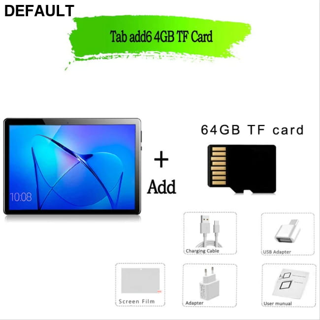 TABLET 10.1 Inch Android 11 6GB RAM 128GB ROM Tab add 64GB Card / Black / CHINA Tablets Computers