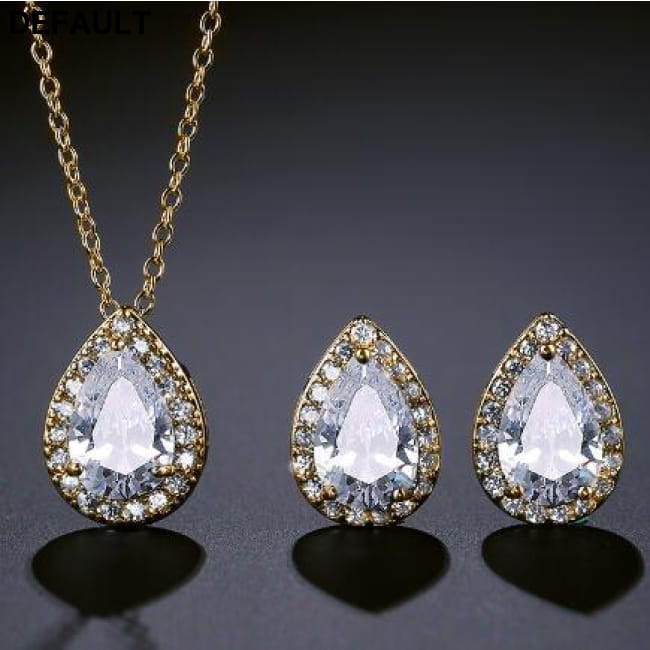 Teardrops Shape Dangle Drops Earrings Necklace Jewelry Set Sterling Silver Sets