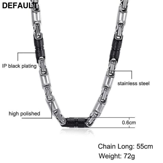 Titanium Stainless Steel 55CM 6MM Heavy Link Byzantine Chains Necklaces for Men Jewelry Black silver Sterling Silver