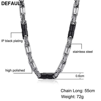 Titanium Stainless Steel 55CM 6MM Heavy Link Byzantine Chains Necklaces for Men Jewelry Black silver Sterling Silver