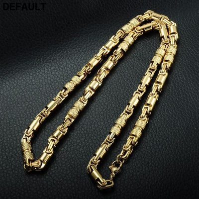 Titanium Stainless Steel 55CM 6MM Heavy Link Byzantine Chains Necklaces for Men Jewelry Sterling Silver