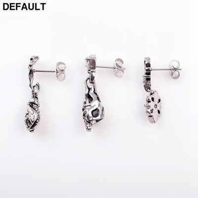 Titanium Steel Casting Ghost Head Ear Studs Men Personalized Earrings