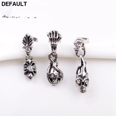 Titanium Steel Casting Ghost Head Ear Studs Men Personalized Earrings