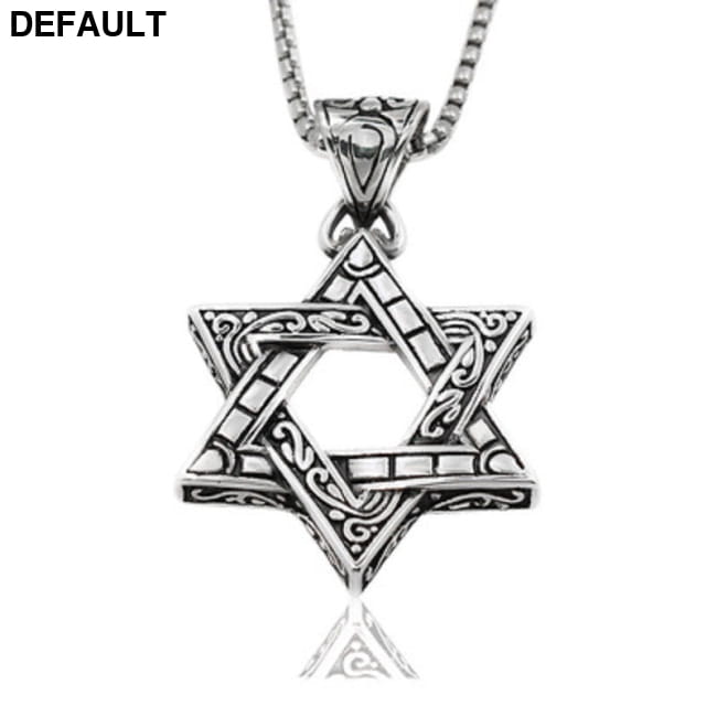 Titanium Steel Pendant Necklace Six-Pointed Star Stainless silver / CN Men Necklaces Sterling