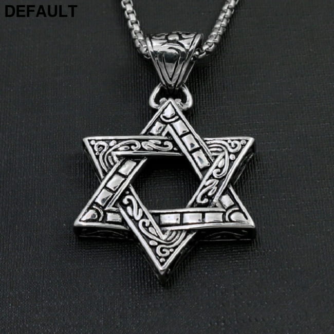Titanium Steel Pendant Necklace Six-Pointed Star Stainless silver / CN Men Necklaces Sterling