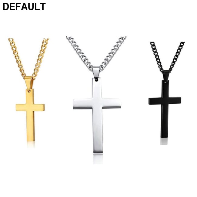 Titanium Steel Simple Single Cross Necklace Pendant Black Men Necklaces Sterling Silver Jewelry