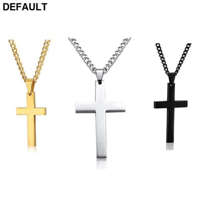 Titanium Steel Simple Single Cross Necklace Pendant Black Men Necklaces Sterling Silver Jewelry