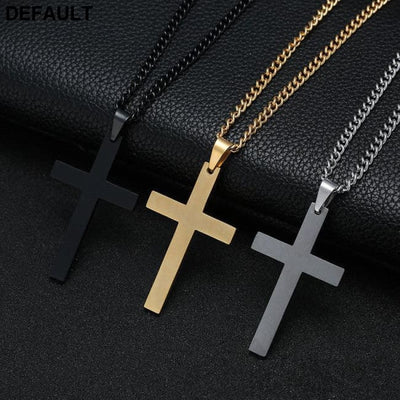 Titanium Steel Simple Single Cross Necklace Pendant Men Necklaces Sterling Silver Jewelry