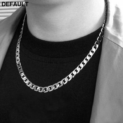 Titanium steel stainless wide flat Necklace Men Necklaces Sterling Silver