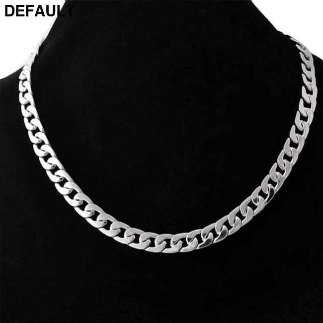 Titanium steel stainless wide flat Necklace Width 7mm Men Necklaces Sterling Silver