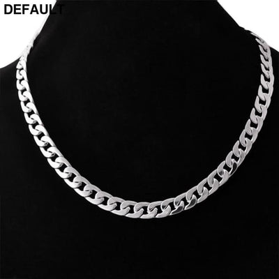 Titanium steel stainless wide flat Necklace Width 7mm Men Necklaces Sterling Silver