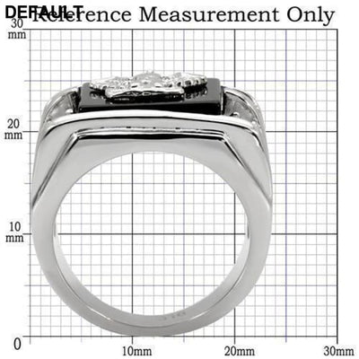TK02221 - High polished (no plating) Stainless Steel Ring with Semi-Precious Agate in Jet Men Rings
