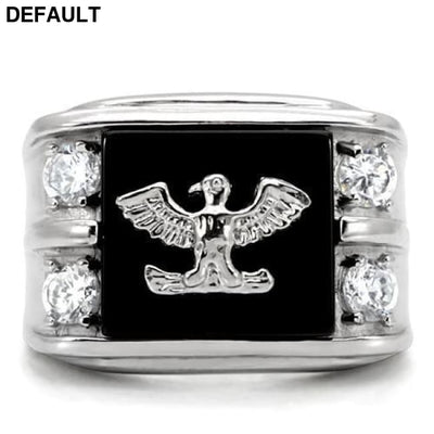 TK02221 - High polished (no plating) Stainless Steel Ring with Semi-Precious Agate in Jet Men Rings